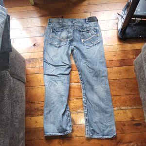 Black distressed designer jeans. Straight relaxed fit. 38 x 32. Great condition